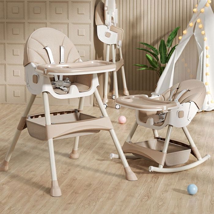 Chaise haute pour bébé enfant 3 en 1 réglable avec harnais 5 points, de la naissance à 6 ans