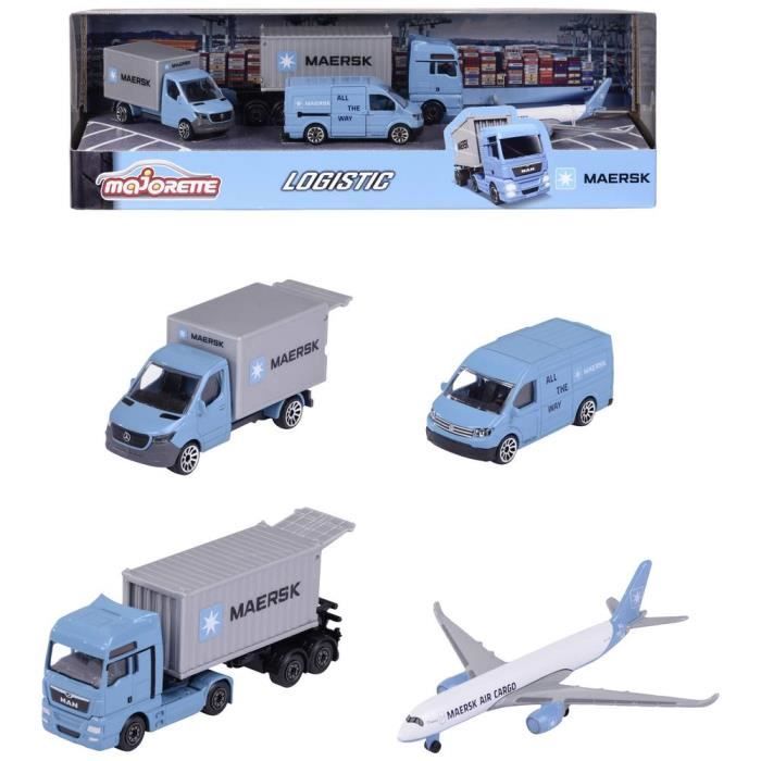 Jouet - MAJORETTE - Pack de 4 pièces MAERSK - Diverses couleurs - A partir de 3 ans
