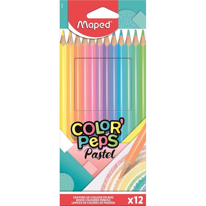 Crayon de couleur COLOR PEPS Pastel, étui carton de 12