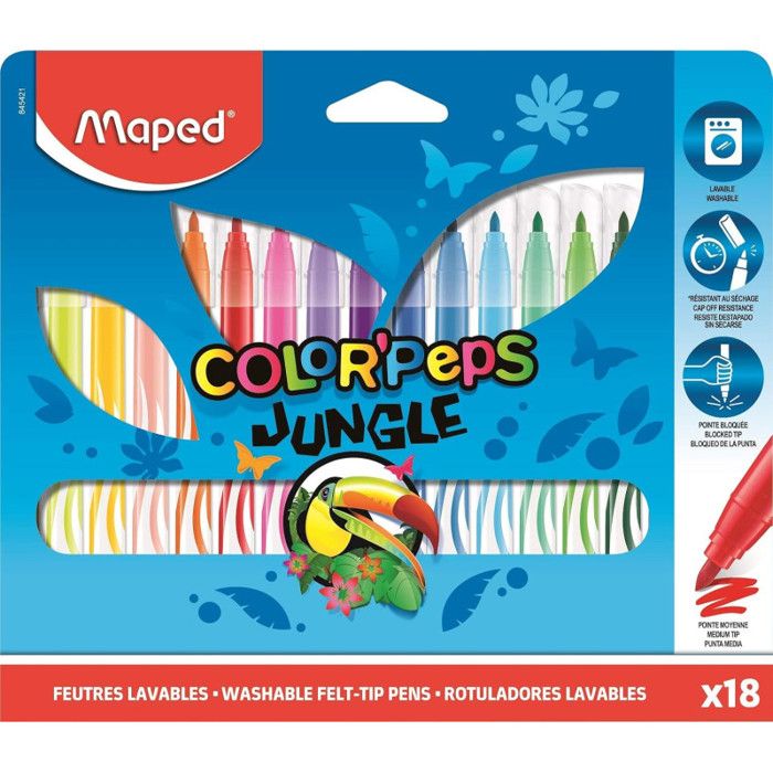 MAPED Pochette de  18 Feutres Jungle