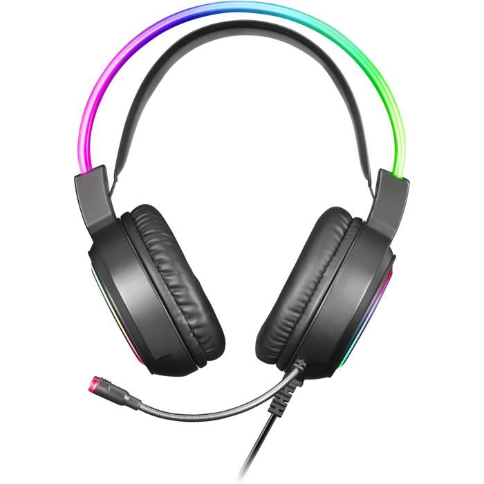 Casque Gaming Mars Gaming MHRGB Noir - Microphone Professionnel - Son Spatial - Éclairage RGB Flow