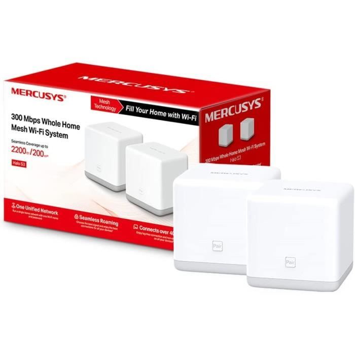 Mercusys Système WiFi Mesh 300 Mbps pour toute la maison, Halo S3(2-pack)