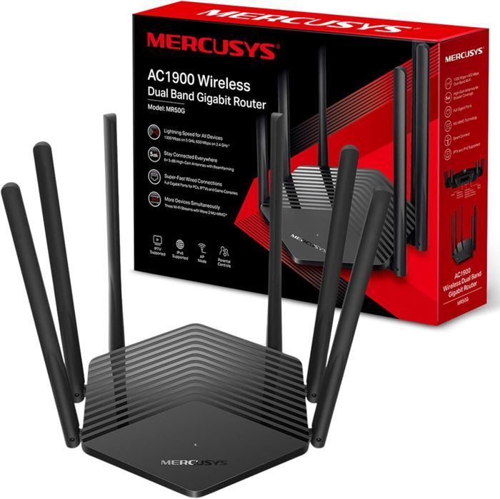 MERCUSYS Routeur wifi Gigabit AC1900, Double Bande MU-MIMO + sans Fil, MR50G