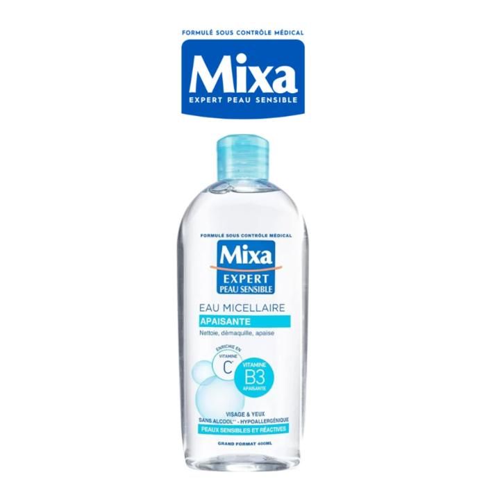 Mixa Eau micellaire 400ml, 400 ml, Peau mixte, Peau grasse, Anti-bouton, Anti-cernes, Rafraîchissant, Femmes, Bouteille
