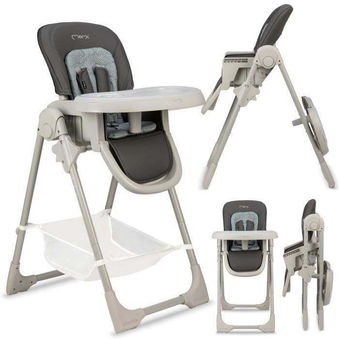 MoMi GOJO - Chaise haute multifonction - Réglable - Jusqu'à 15 kg - Gris