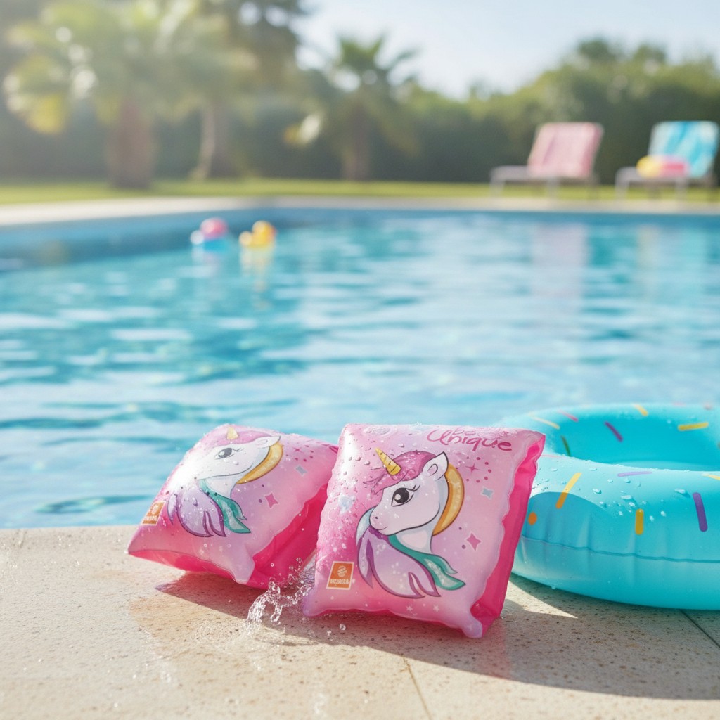 BRACELETS / BRASSARDS DE NATATION MONDO ROSE AVEC TETE DE LICORNE ENFANT 2 A 6 ANS - Marjane Mall - Image 3