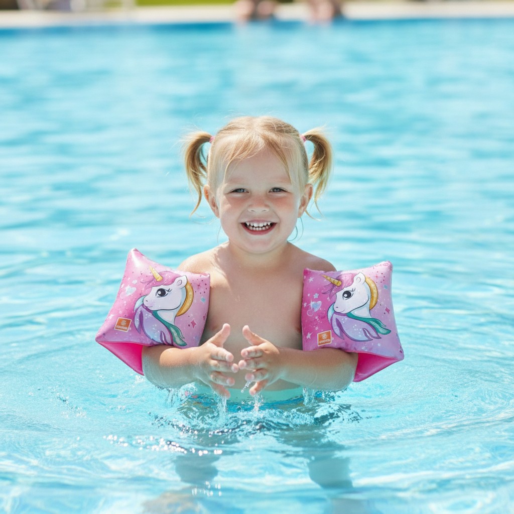 BRACELETS / BRASSARDS DE NATATION MONDO ROSE AVEC TETE DE LICORNE ENFANT 2 A 6 ANS - Marjane Mall - Image 4