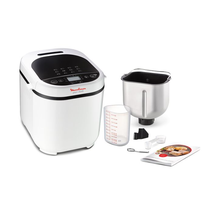 MOULINEX Machine à pain 1 kg, 20 programmes automatiques, Programme sans gluten, Maintien au chaud, Pain Doré OW210130
