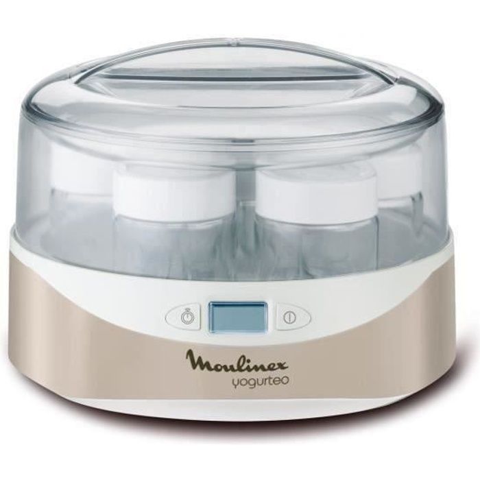 Yaourtière Moulinex Yogurteo - 7 Pots en Verre - Yaourts Faits Maison 100% Naturels - Argent et blanc