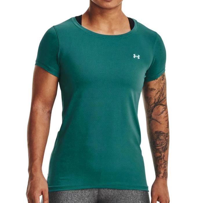 T-Shirt Femme - UNDER ARMOUR - Manches Courtes - Vert - Respirant