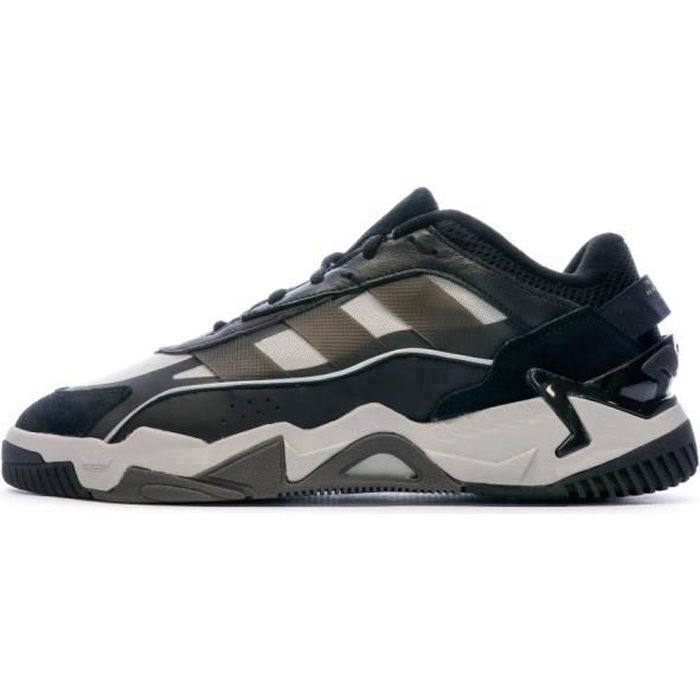 Baskets Homme Adidas Niteball II - Noir/Gris - Tige en textile - Fermeture par lacets - Semelle en caoutchouc