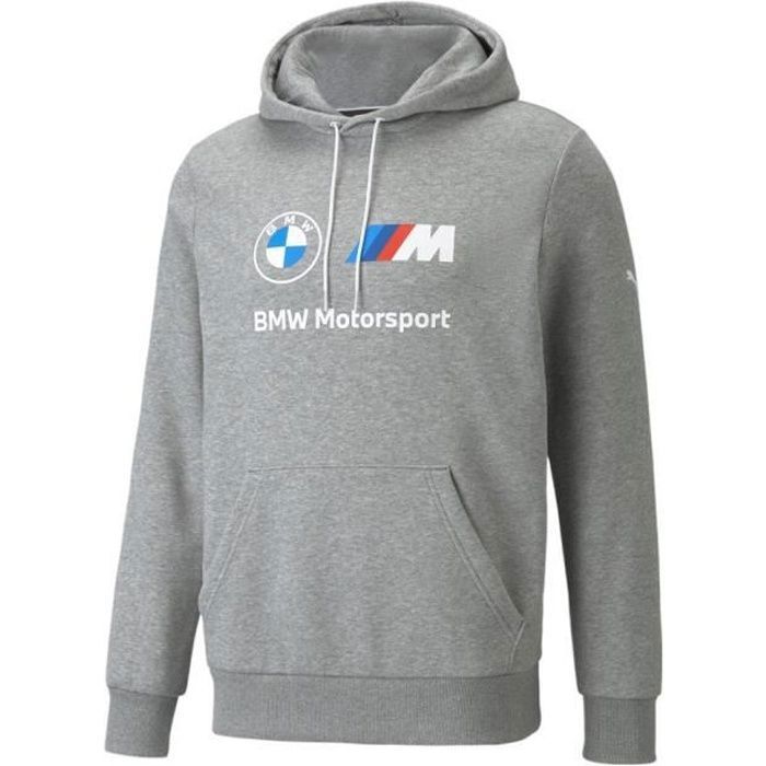 Sweat à Capuche - PUMA - BMW MMS Fleece - Gris - Manches Longues - 95% Coton