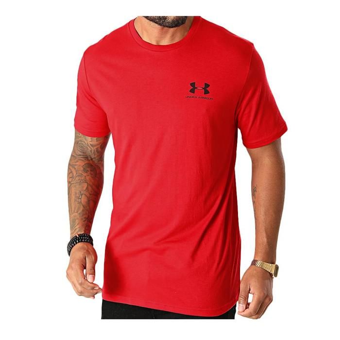 Tee-shirt homme Under Armour Sportstyle LC SS rouge en coton