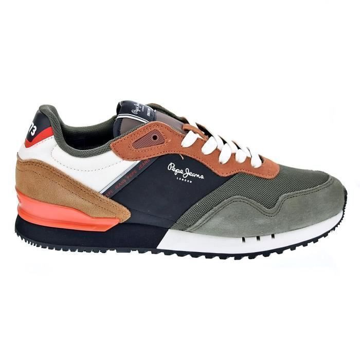 Chaussures - Pepe Jeans - London Grade - Lacets - Textile - Bleu et Vert