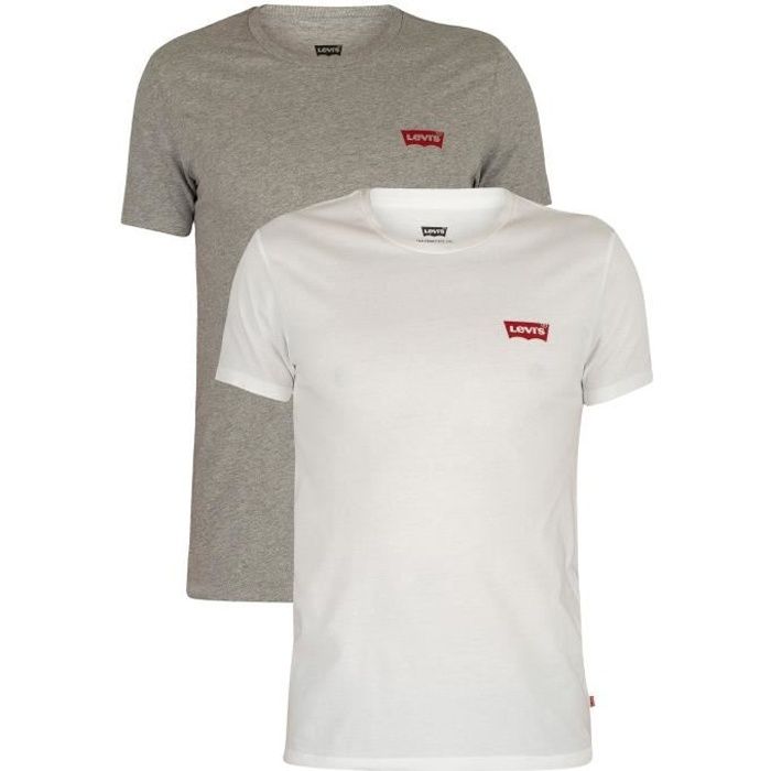 LEVI'S Lot de 2 T-Shirts Blanc/Gris Homme