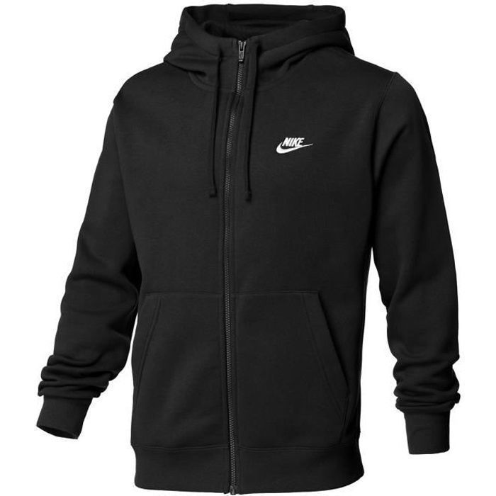 Sweat NIKE M NSW CLUB HOODIE FZ BB Noir - Homme - Manches longues - Col capuche