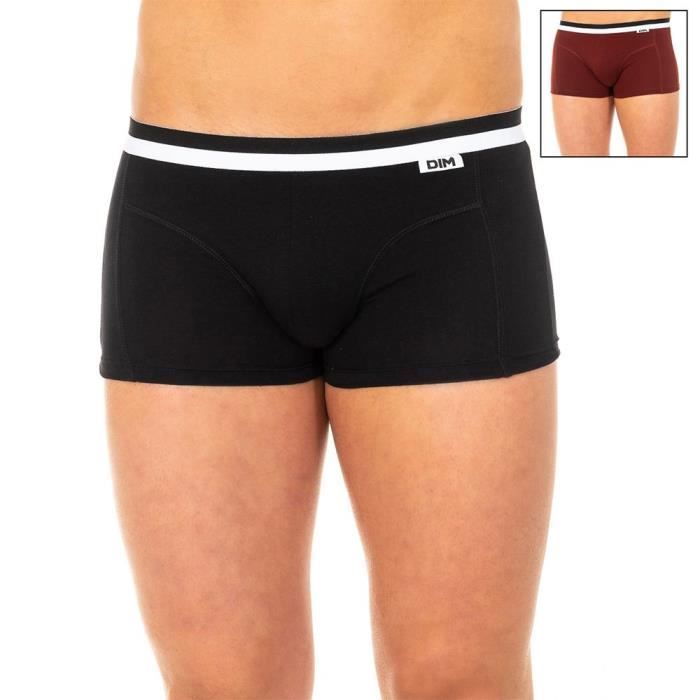 Boxers Homme - DIM - D05h2 - Lot de 2 - Marron-Noir - Ceinture élastique en caoutchouc