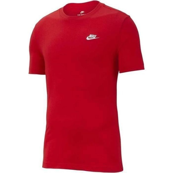 T-Shirt Homme NIKE Sportswear Club - Rouge - AR4997 - 100% COTON - Manches Courtes - Col Arrondi