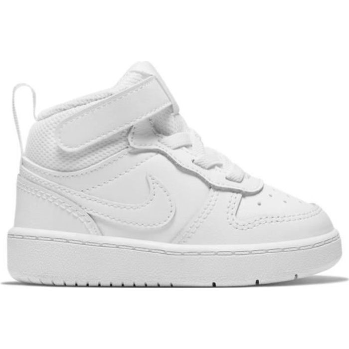 Baskets - NIKE - COURT BOROUGH MID 2 TDV - Blanc - Mixte - Bébé - Lacets - Synthétique - Plat