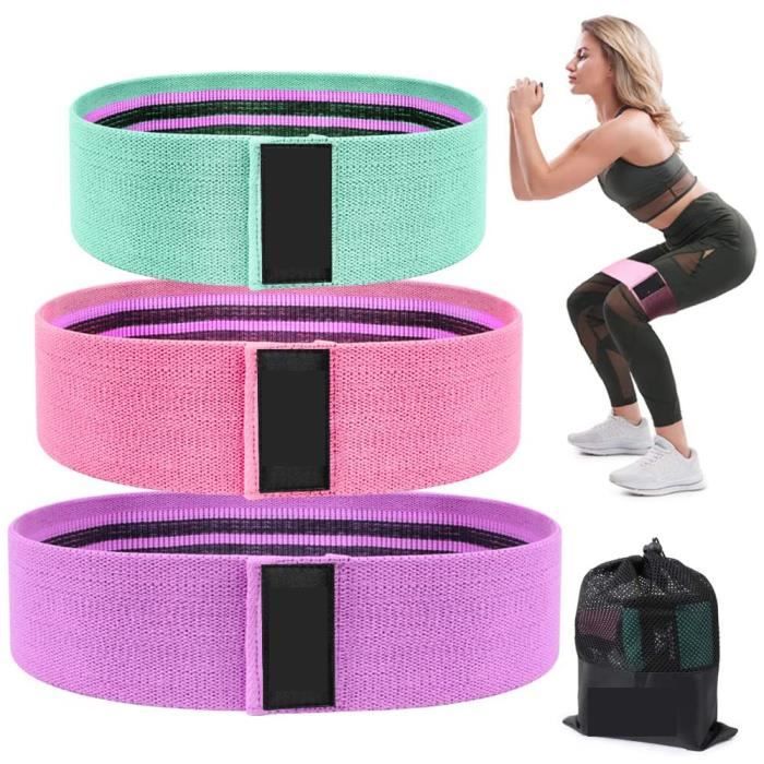 Kingcenton 3pcs bandes de résistance pour les fesses, bandes d'exercice bandes de hanche bandes de sport avec sac de transport
