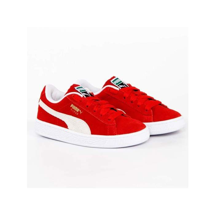 Basket Puma SUEDE CLASSIX XXI Junior - Réf. 380560-02. Couleur : Rouge, Blanc cuir suède
