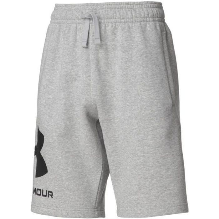 Short en coton pour homme Under Armour Rival FLC Big Logo - Gris/Noir