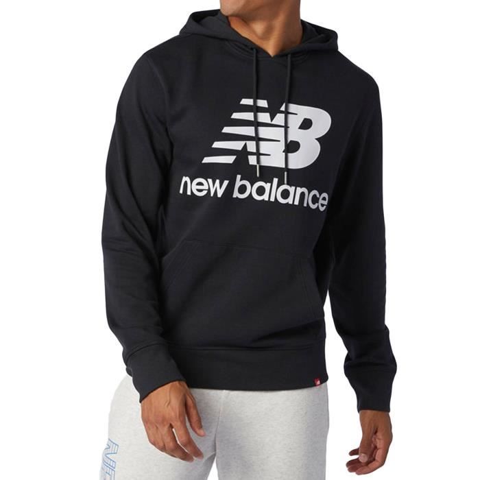 Sweat à Capuche Homme New Balance Stacked Logo Noir - Manches Longues