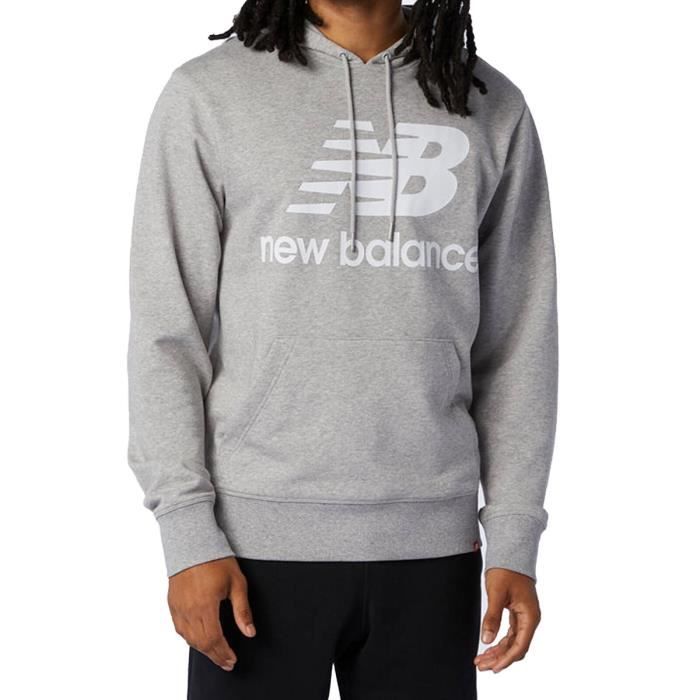 New Balance Sweats à Capuche pour Homme Stacked Logo Gris MT03558AG