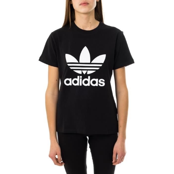 T-shirt Femme - ADIDAS - Trefoil - Noir - Manches Courtes - Col Arrondi