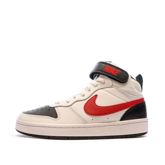 NIKE Baskets Court Borough Mid 2 GS Blanc/Rouge/Noir Mixte