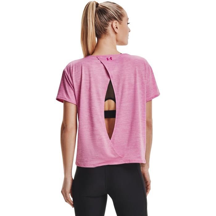 Haut femme à manches courtes aéré Under Armour Tech - rose - M