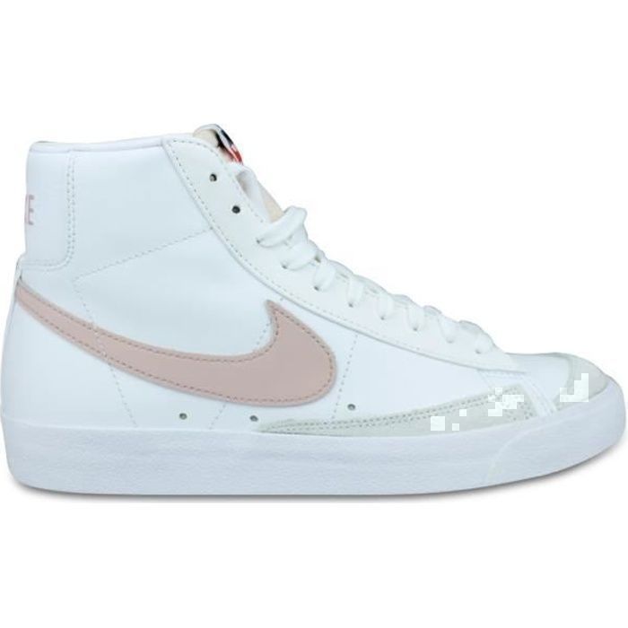 Basket Femme Nike Blazer Mid'77 Blanc Cz1055-118 - Cuir - Lacets - Plat