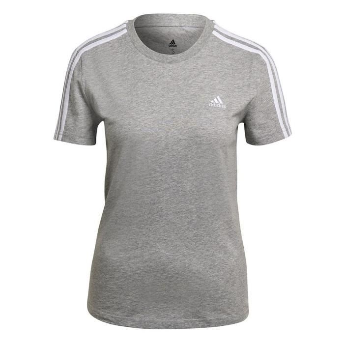 T-Shirt Essentials Slim Gris - ADIDAS - Femme/Adulte - Manches courtes - Col arrondi