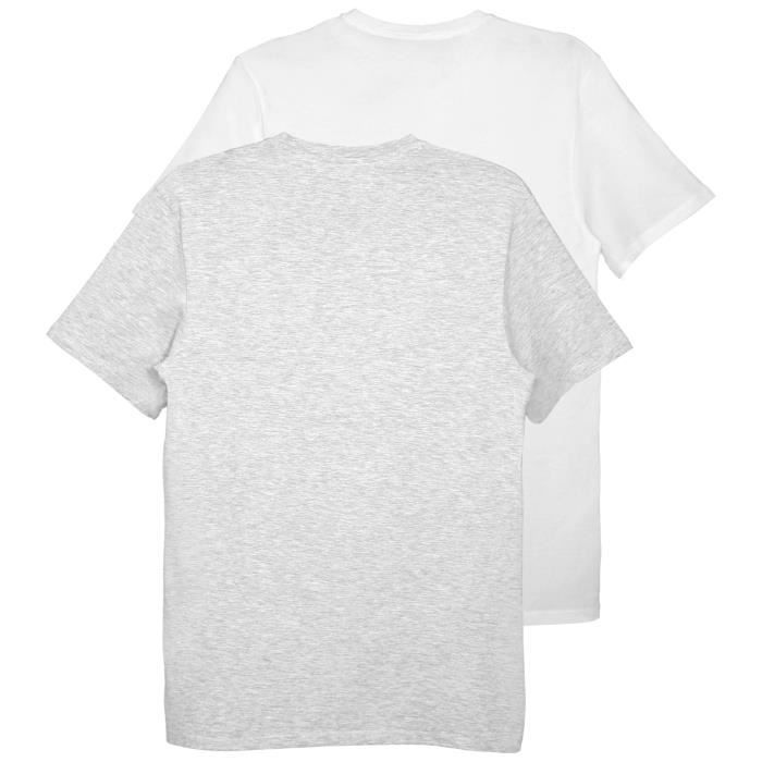 Coton bio | Lot de 2 T-shirts à manches courtes blancs et gris col V en coton stretch
