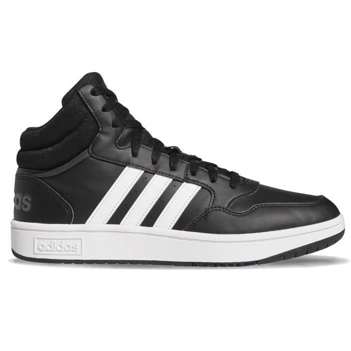 Chaussures Adidas Hoops 3.0 Mid GW3020 pour Homme - Noir - Synthétique - Lacets - Plat - Adulte