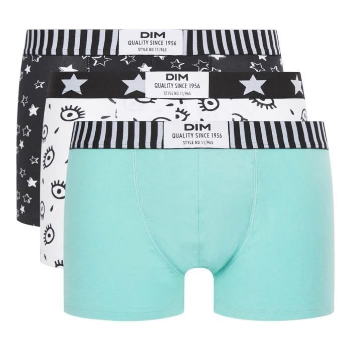 Lot de 3 Boxers Homme Coton Stretch 'Dim Vibes' - DIM/0C6D/OEILSTARVERT/01