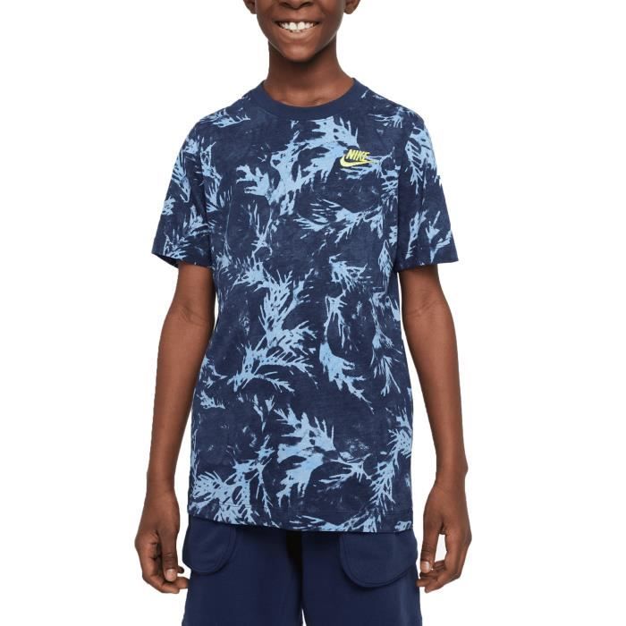 Nike T-shirt pour Garcon Camo Leaf Aop Bleu DQ3857-410