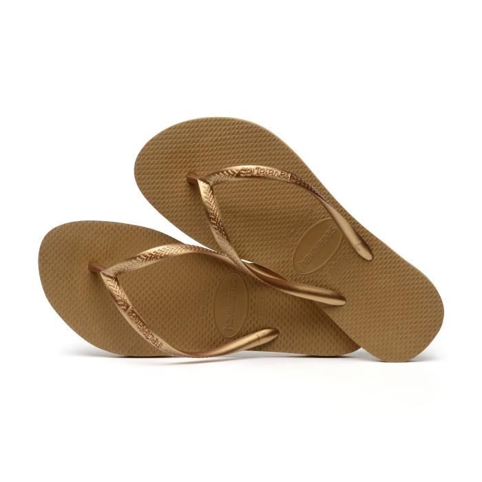 Tong Femme Havaianas Slim - Doré - Ouvert - Synthétique - Caoutchouc