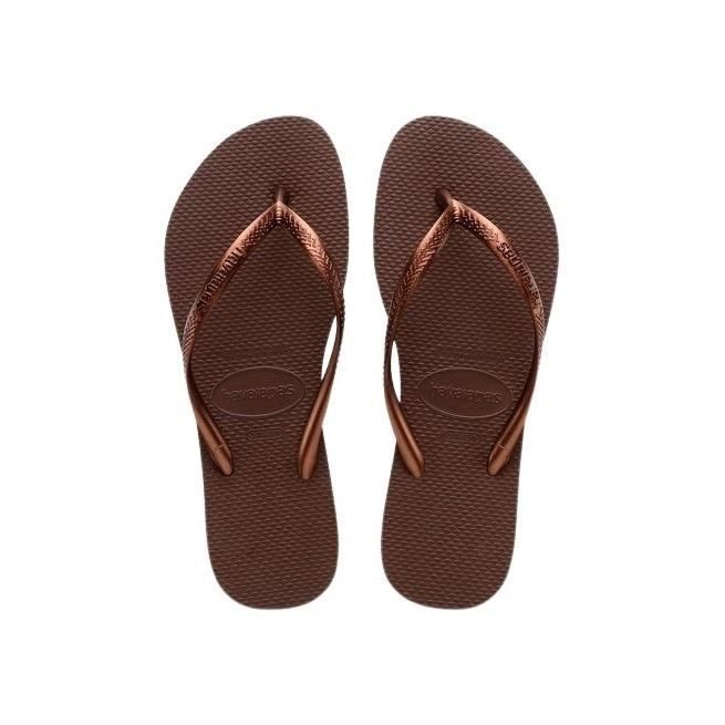 Tongs femme Havaianas Slim - Marron - A enfiler - Synthétique - Caoutchouc