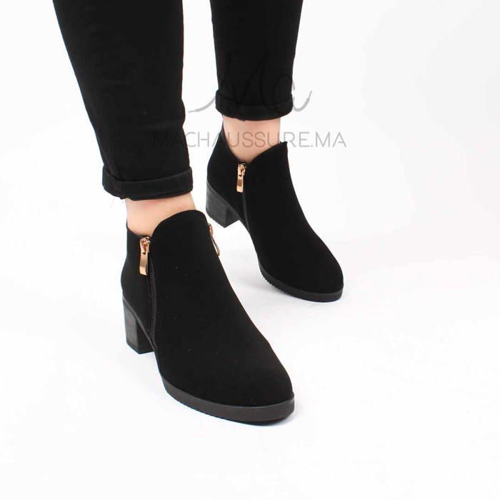 Bottines à talon - MACHAUSSURE - Elise - Cuir - Noir - Hauteur 8 cm