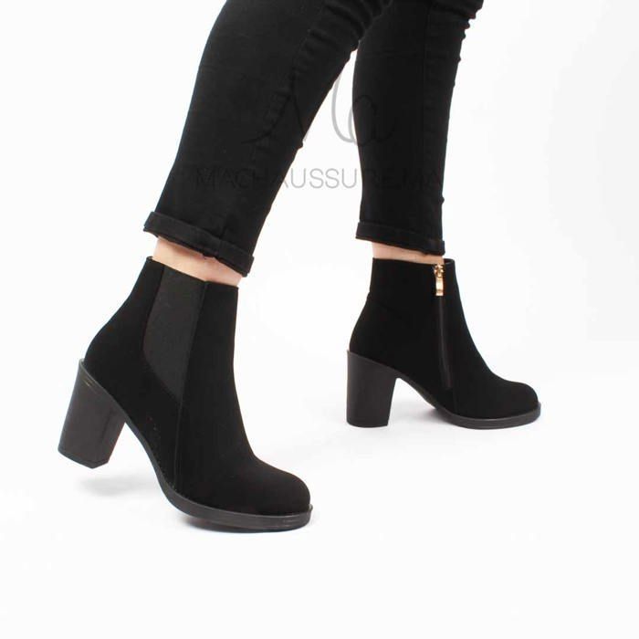 Bottines - MACHAUSSURE - Chuky Heel - Noir - Talon carré - Hauteur moyenne