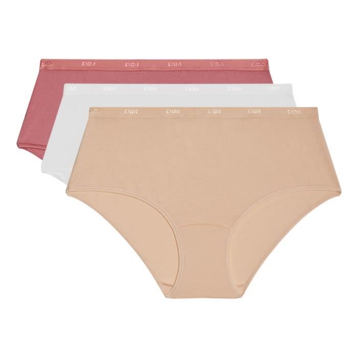 Boxers Femme - DIM - Les Pockets - Lot de 3 - Coton Stretch - Rose