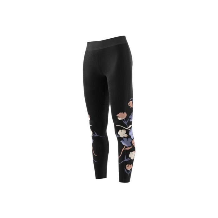 Legging ADIDAS Floral pour femme - Noir - Fitness - Respirant