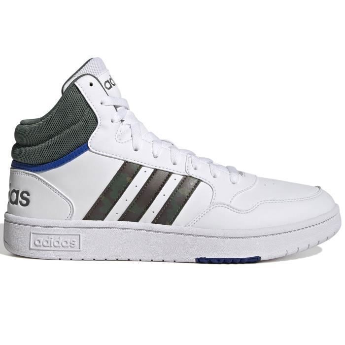 Chaussures Adidas Hoops 3.0 Mid pour Homme - Blanc - Synthétique - Lacets