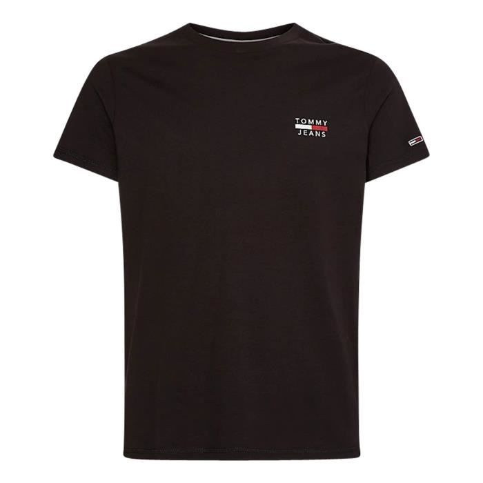 T-shirt coton biologique col rond droite Tommy Hilfiger noir