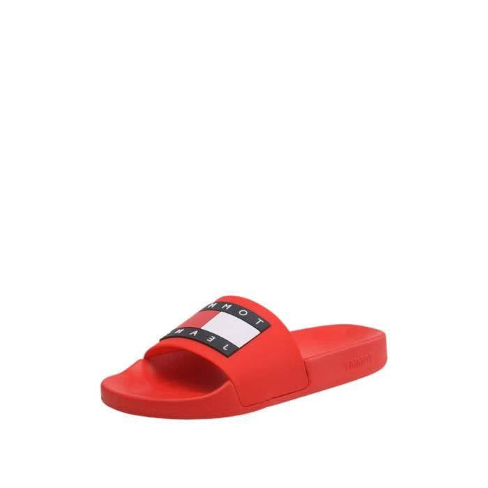 Mules Homme - Tommy Jeans - Ref 59093 XNL - Rouge - Tige en TPU et caoutchouc