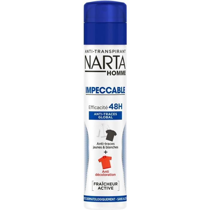 Narta Homme Impeccable Déodorant Anti-Transpirant 48h Anti-Traces Global Spray 200ml