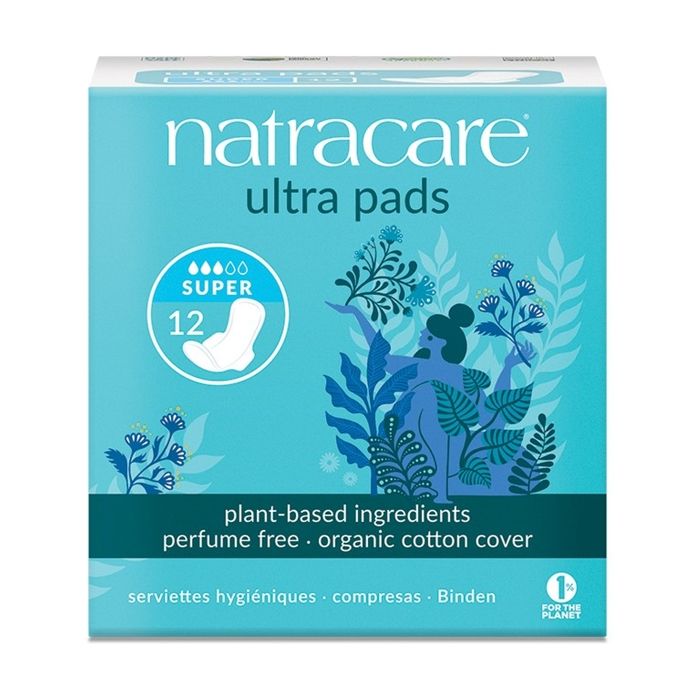 Serviettes hygiéniques - NATRACARE - Ultra Pads Super - 12 unités - Biodégradables - Anti-fuites