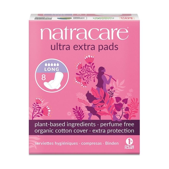 Serviette hygiénique - NATRACARE - Ultra Extra Long - 8 unités - Flux Moyen - Barrière anti-fuites
