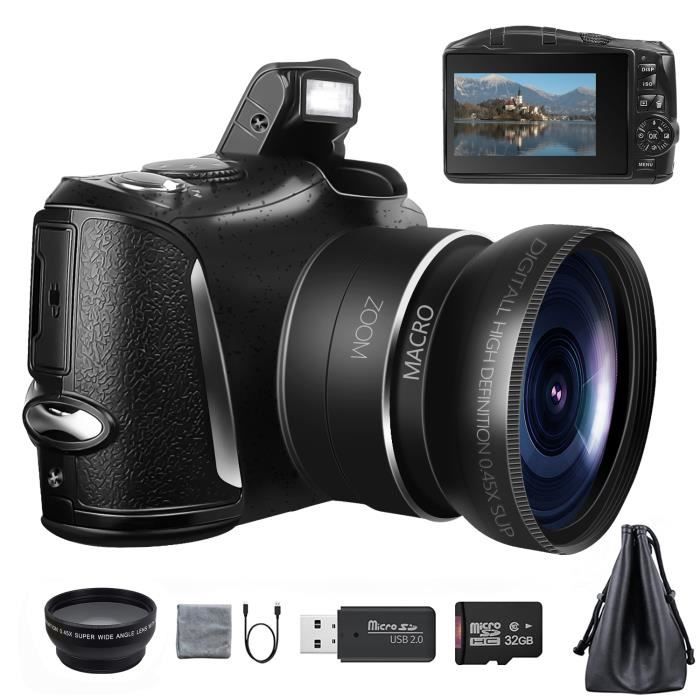 Appareil Photo numérique 4K Ultra HD 48MP Appareil Photo Vlogging avec Objectif Grand Angle Zoom numérique 16 x